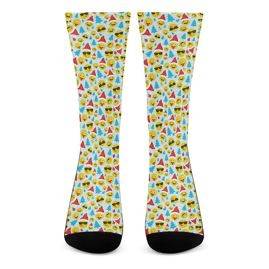 Christmas Emoji Pattern Print Crew Socks