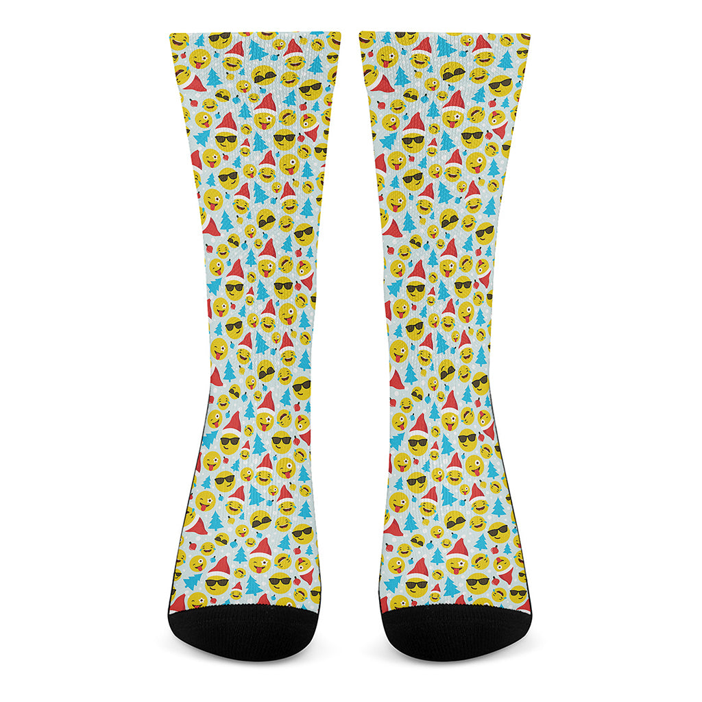 Christmas Emoji Pattern Print Crew Socks