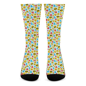 Christmas Emoji Pattern Print Crew Socks