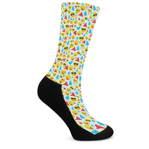 Christmas Emoji Pattern Print Crew Socks