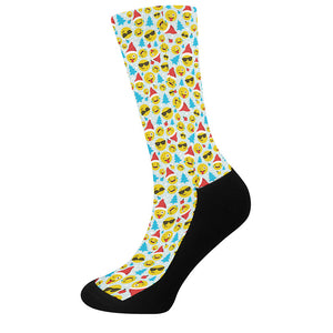 Christmas Emoji Pattern Print Crew Socks