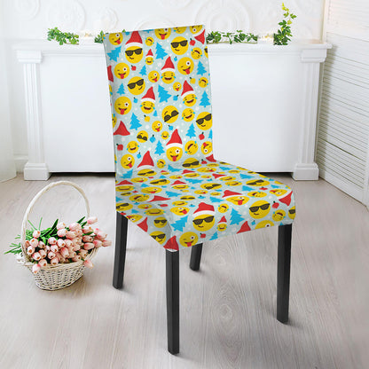 Christmas Emoji Pattern Print Dining Chair Slipcover
