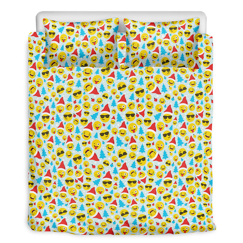 Christmas Emoji Pattern Print Duvet Cover Bedding Set
