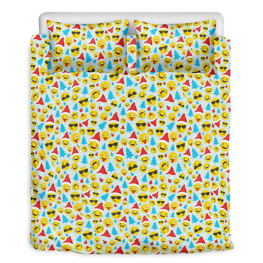 Christmas Emoji Pattern Print Duvet Cover Bedding Set
