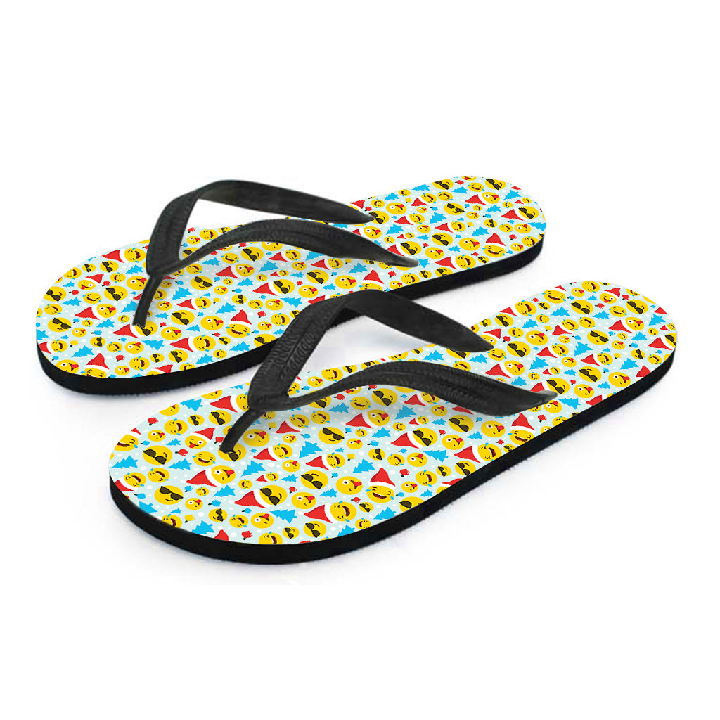 Christmas Emoji Pattern Print Flip Flops