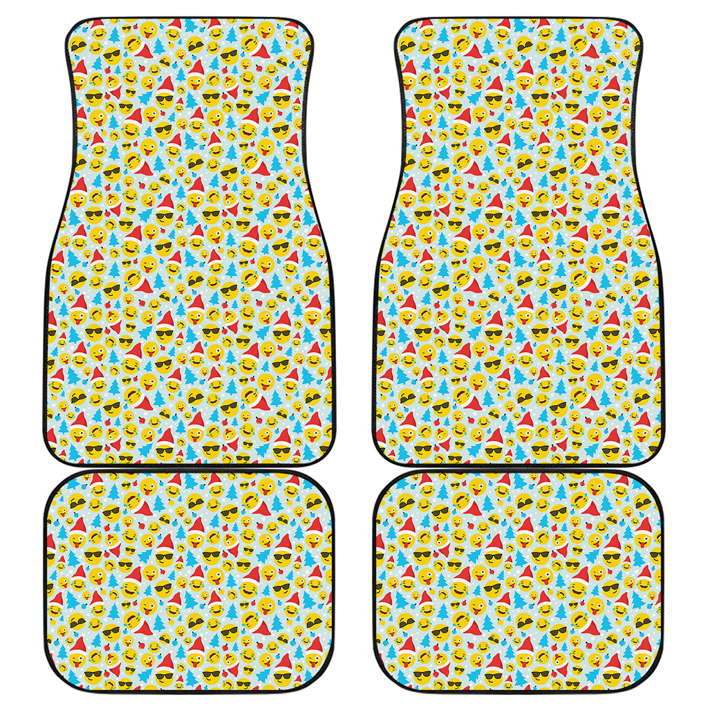 Christmas Emoji Pattern Print Front and Back Car Floor Mats