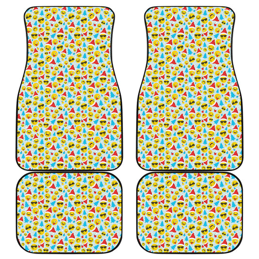Christmas Emoji Pattern Print Front and Back Car Floor Mats
