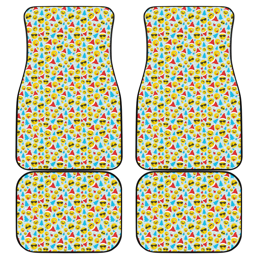 Christmas Emoji Pattern Print Front and Back Car Floor Mats