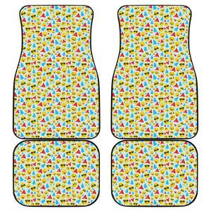 Christmas Emoji Pattern Print Front and Back Car Floor Mats