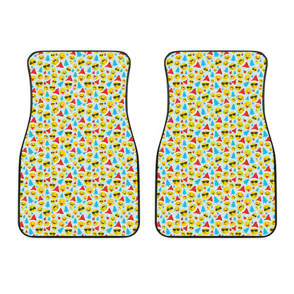 Christmas Emoji Pattern Print Front Car Floor Mats