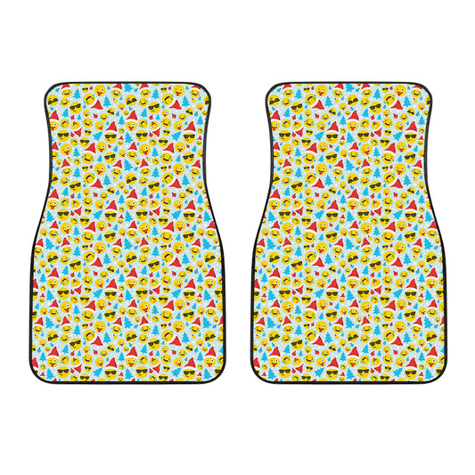 Christmas Emoji Pattern Print Front Car Floor Mats