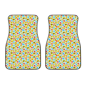 Christmas Emoji Pattern Print Front Car Floor Mats