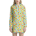 Christmas Emoji Pattern Print Hoodie Dress