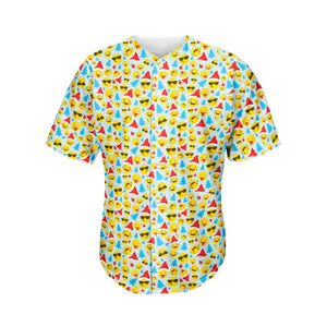 Christmas Emoji Pattern Print Men's Baseball Jersey