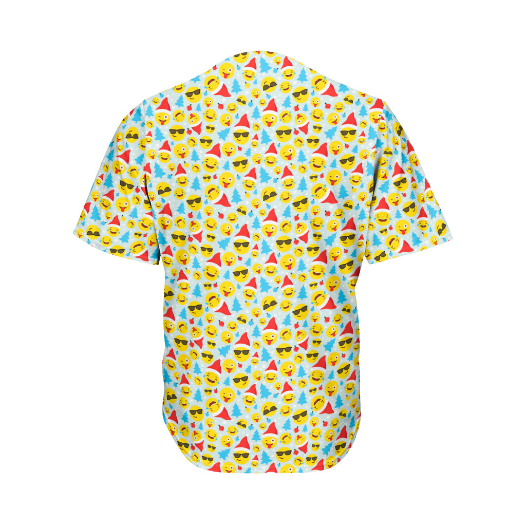 Christmas Emoji Pattern Print Men's Baseball Jersey