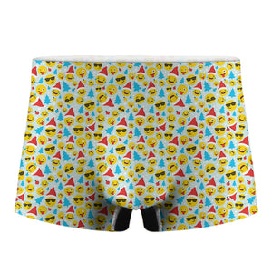 Christmas Emoji Pattern Print Men's Boxer Briefs