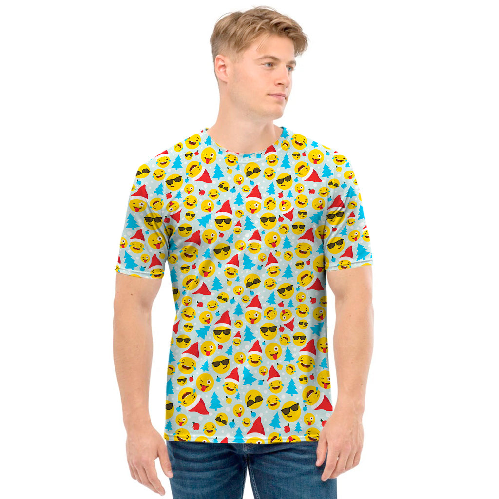 Christmas Emoji Pattern Print Men's T-Shirt