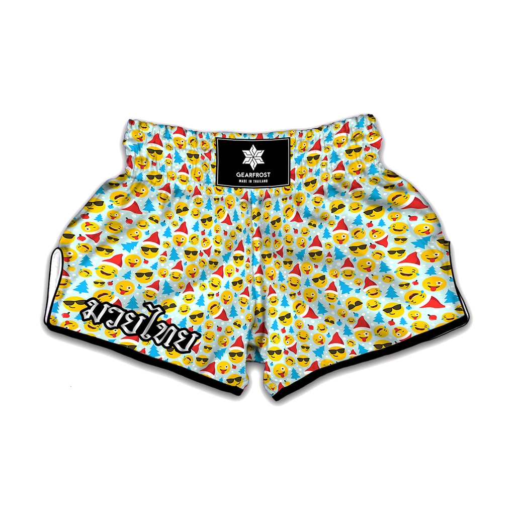 Christmas Emoji Pattern Print Muay Thai Boxing Shorts