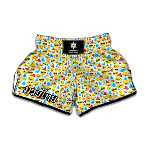 Christmas Emoji Pattern Print Muay Thai Boxing Shorts