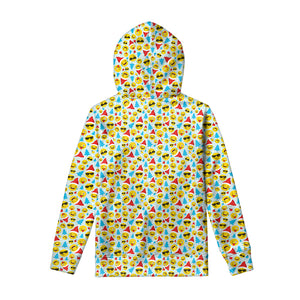 Christmas Emoji Pattern Print Pullover Hoodie