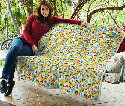 Christmas Emoji Pattern Print Quilt