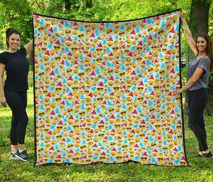 Christmas Emoji Pattern Print Quilt