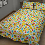 Christmas Emoji Pattern Print Quilt Bed Set
