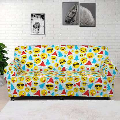 Christmas Emoji Pattern Print Sofa Cover