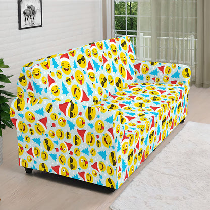 Christmas Emoji Pattern Print Sofa Cover