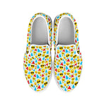 Christmas Emoji Pattern Print White Slip On Shoes