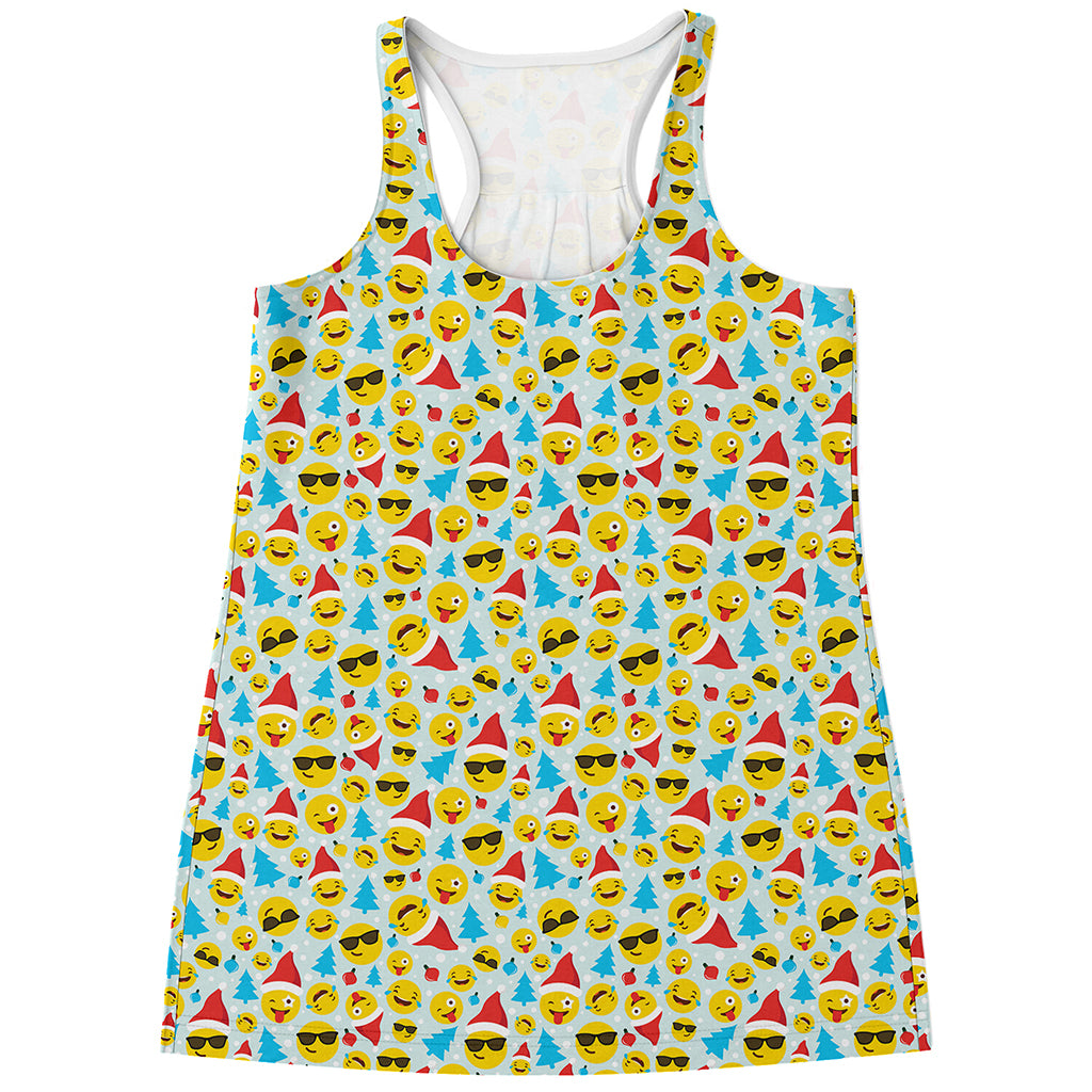 Christmas Emoji Pattern Print Women's Racerback Tank Top