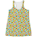 Christmas Emoji Pattern Print Women's Racerback Tank Top