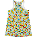 Christmas Emoji Pattern Print Women's Racerback Tank Top