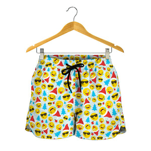 Christmas Emoji Pattern Print Women's Shorts