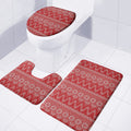 Christmas Festive Knitted Pattern Print 3 Piece Bath Mat Set