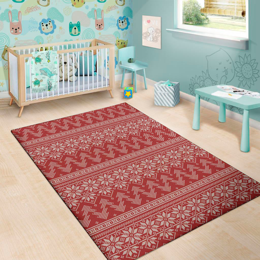 Christmas Festive Knitted Pattern Print Area Rug