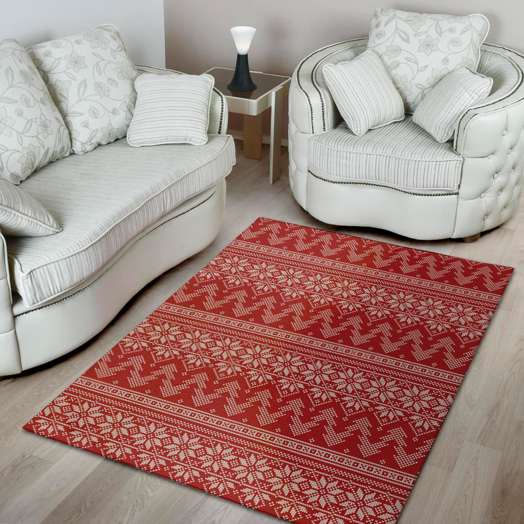 Christmas Festive Knitted Pattern Print Area Rug