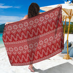 Christmas Festive Knitted Pattern Print Beach Sarong Wrap