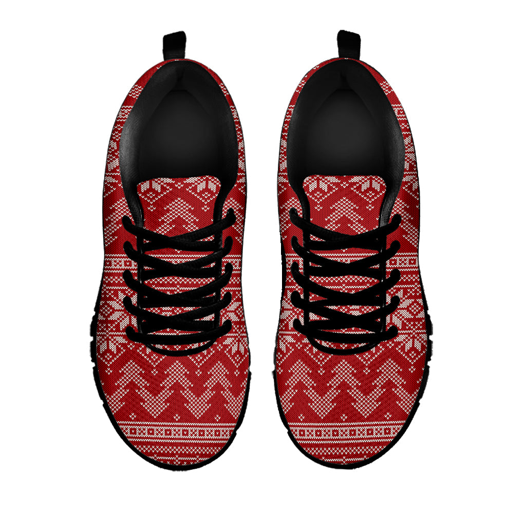 Christmas Festive Knitted Pattern Print Black Sneakers