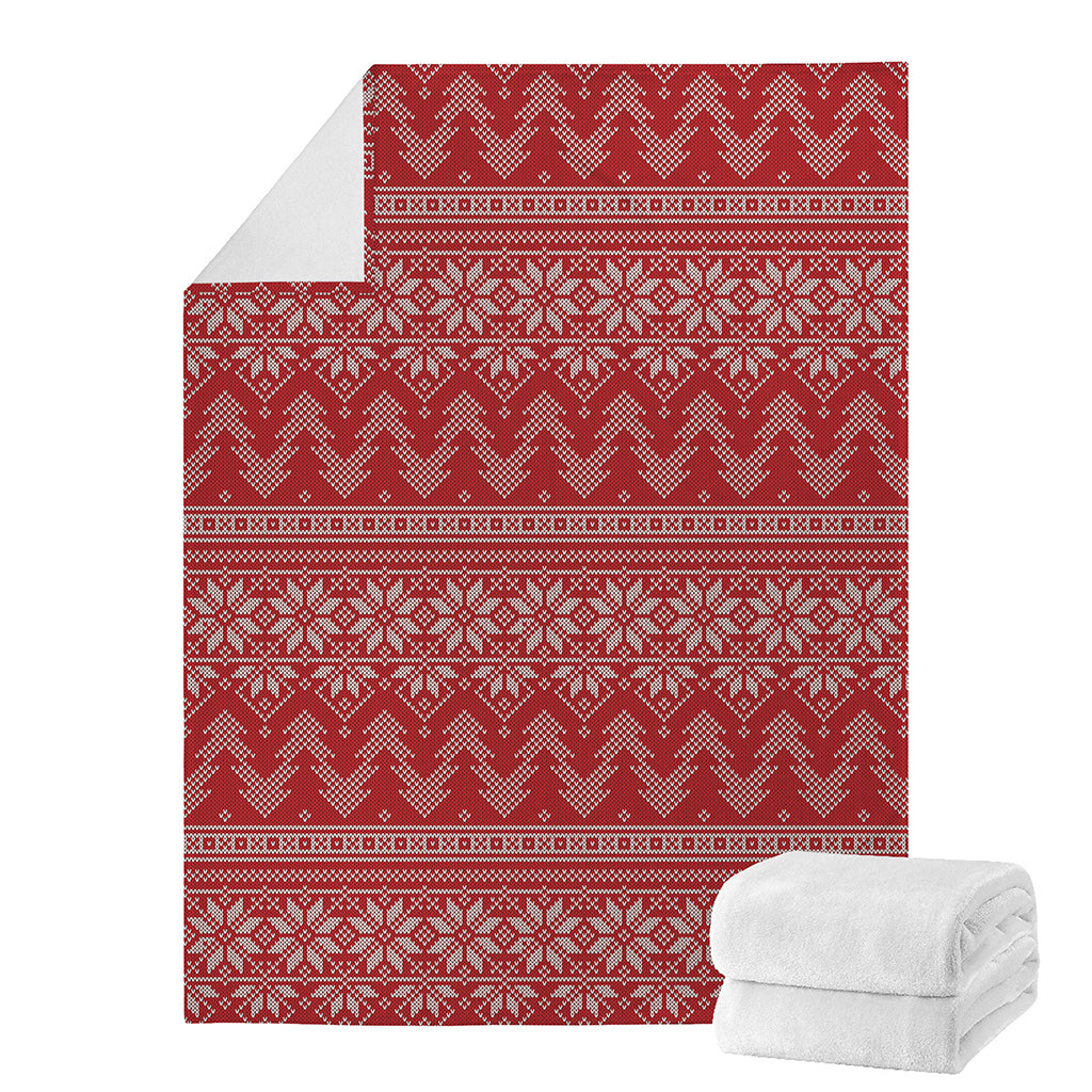 Christmas Festive Knitted Pattern Print Blanket