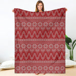 Christmas Festive Knitted Pattern Print Blanket