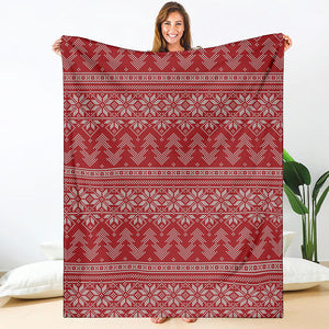 Christmas Festive Knitted Pattern Print Blanket