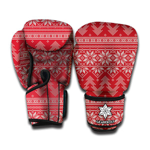 Christmas Festive Knitted Pattern Print Boxing Gloves