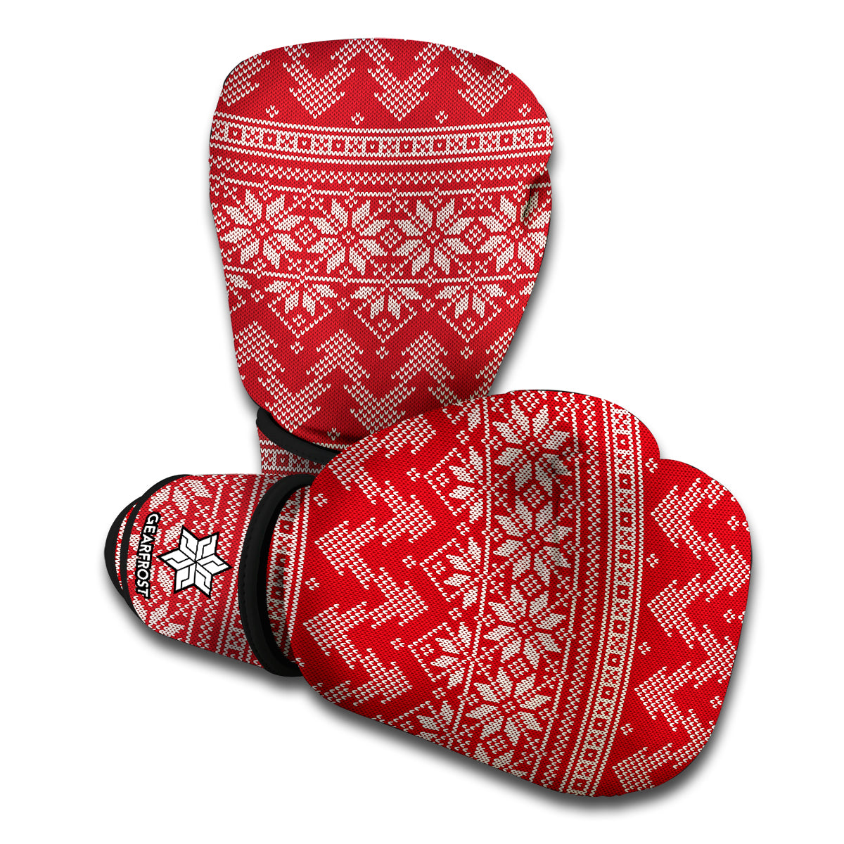 Christmas Festive Knitted Pattern Print Boxing Gloves