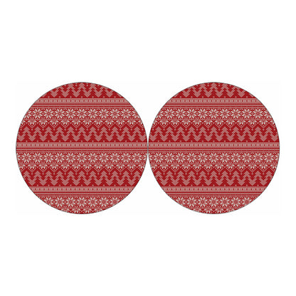 Christmas Festive Knitted Pattern Print Car Coasters