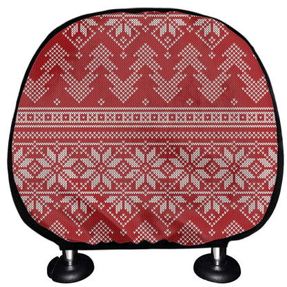 Christmas Festive Knitted Pattern Print Car Headrest Covers