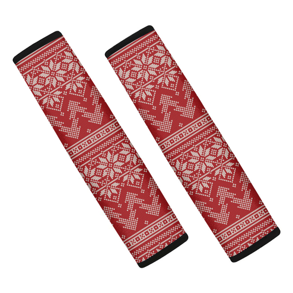 Christmas Festive Knitted Pattern Print Car Seat Belt Covers