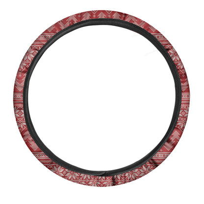 Christmas Festive Knitted Pattern Print Car Steering Wheel Cover