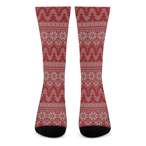 Christmas Festive Knitted Pattern Print Crew Socks