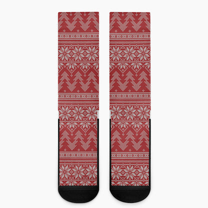 Christmas Festive Knitted Pattern Print Crew Socks